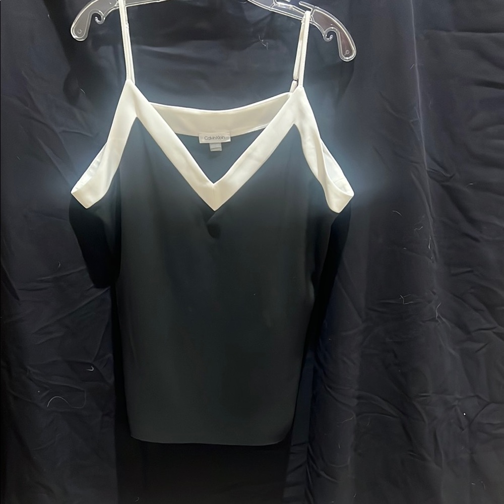 Calvin Klein Black and White Women's Top XL